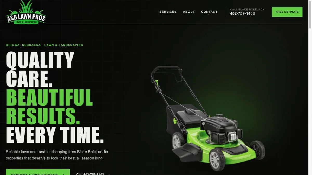 AB Lawn Pros homepage design