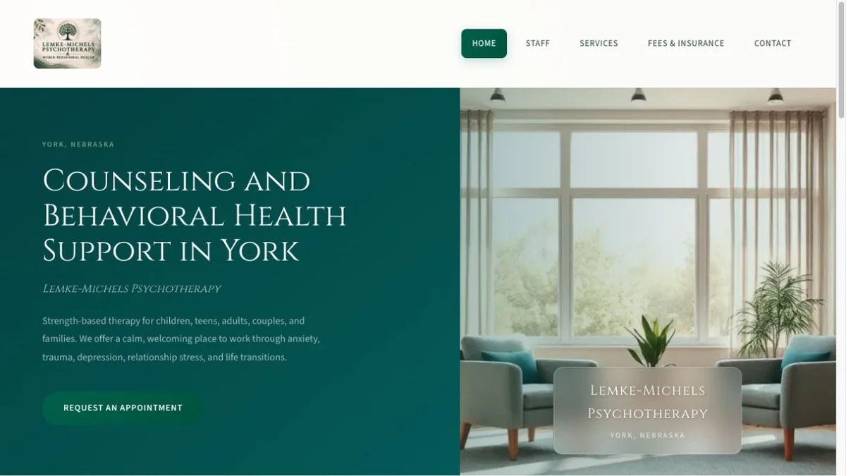 Lemke-Michels Psychotherapy homepage design